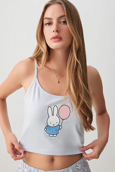 Ardene Miffy Tank & Short PJ Set in Light Blue | Size | Cotton/Elastane