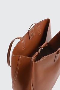 Grand sac fourre-tout en faux cuir avec pochette