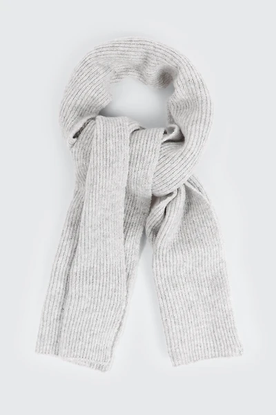 Ardene Super Soft Rib Scarf in Light Grey | Polyester