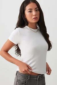 Ardene Effortless Everyday T-Shirt in White | Size | Cotton/Elastane | Eco-Conscious