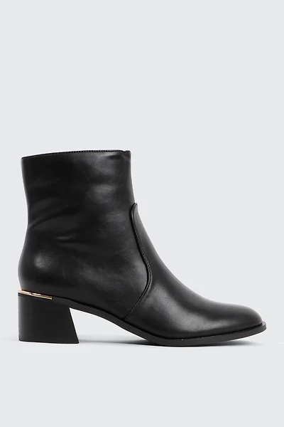 Ardene Ankle Boots with Metal Heel Insert in Black | Size | Faux Leather