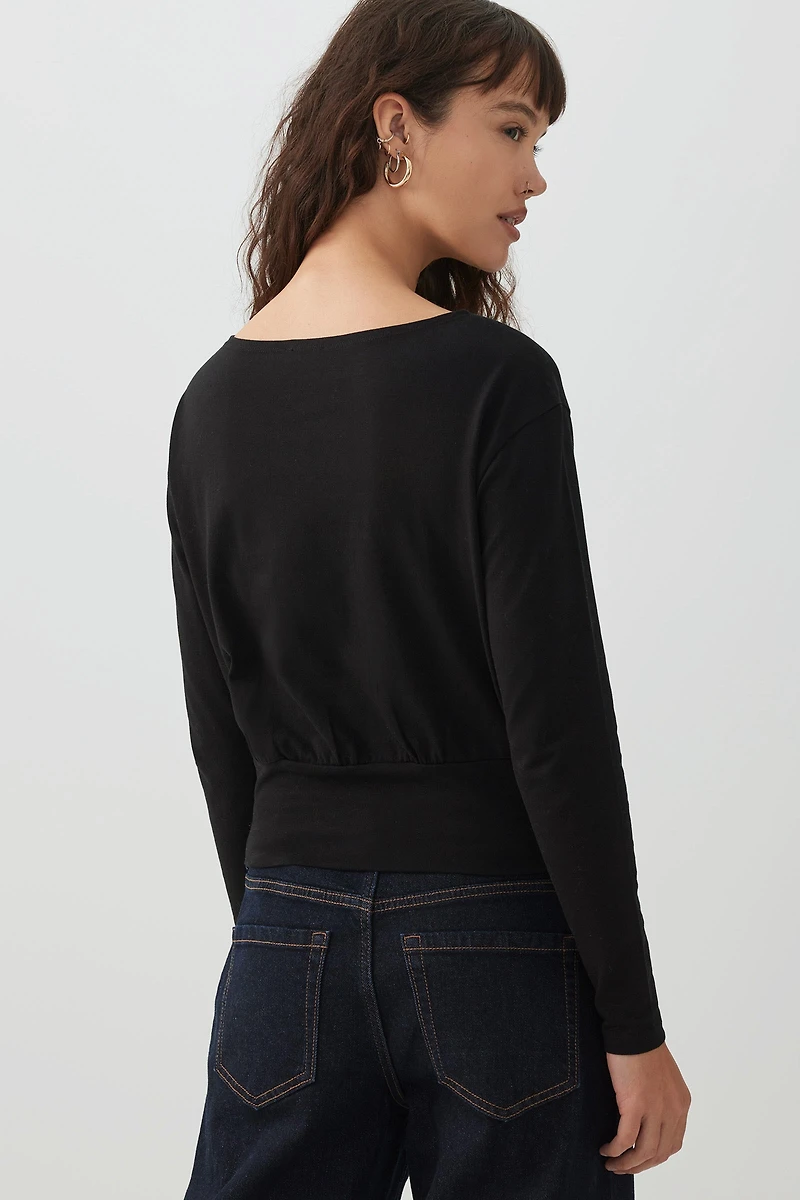 Haut à manches longues et ourlet bande