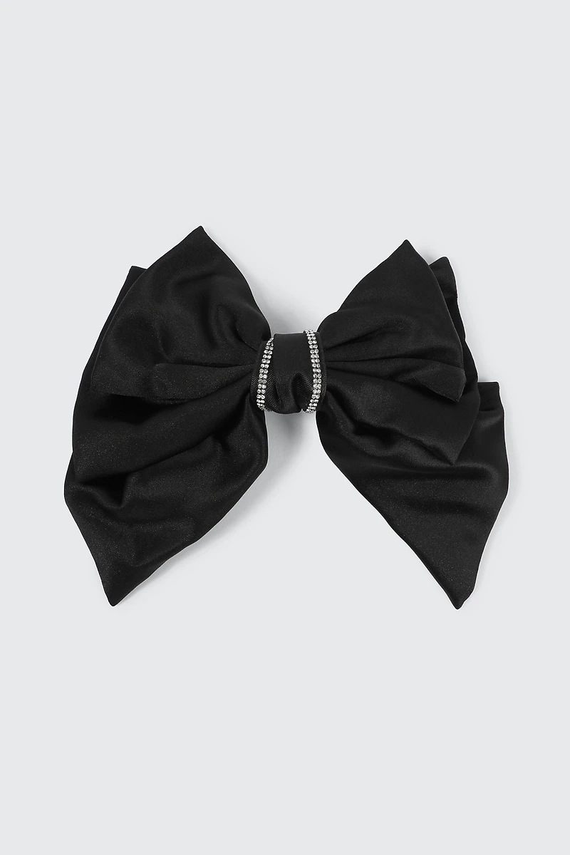Ardene Rhinestone Hair Bow in Black