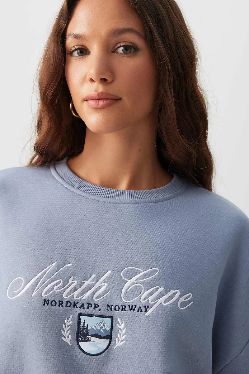 Chandail col rond en molleton graphique