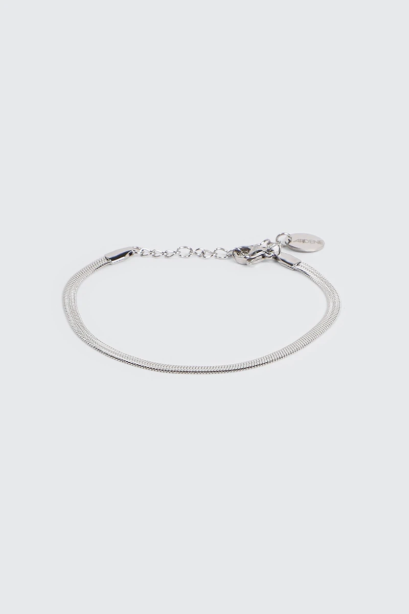 Ardene Stainless Steel Flat Chain Bracelet in Silver