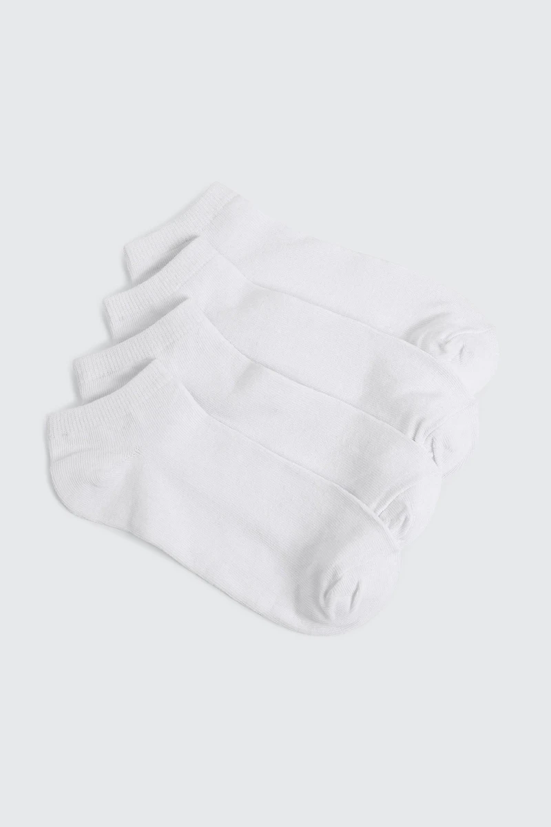 Ardene 4-Pack Cotton Blend Ankle Socks in White | Polyester/Cotton/Elastane