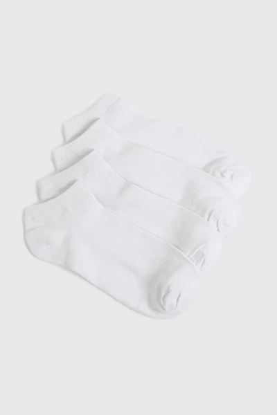 Ardene 4-Pack Cotton Blend Ankle Socks in White | Polyester/Cotton/Elastane
