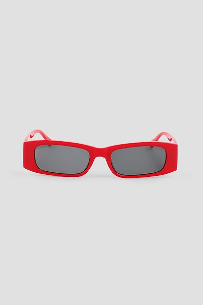 Ardene Slim Rectangular Sunglasses in Red