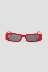 Ardene Slim Rectangular Sunglasses in Red