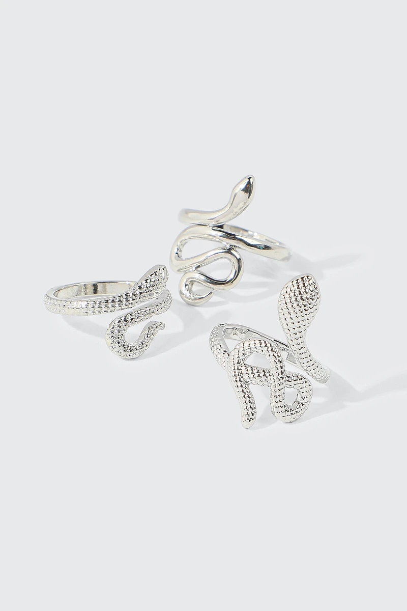 Lot de 3 bagues serpents