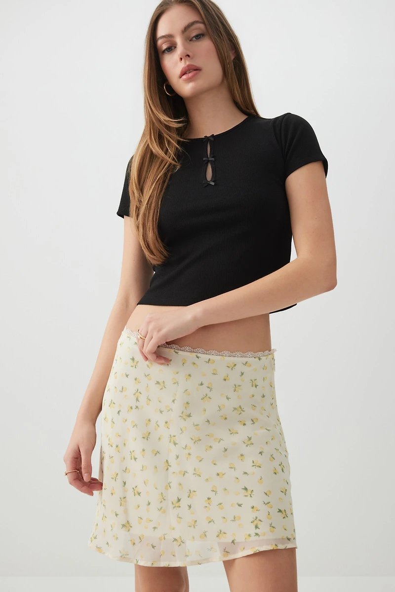 Jupe mini mousseline coupe A