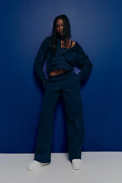Ardene MADESOFT Fleece Straight Leg Sweatpants in Concord Blue | Size | Polyester/Cotton | Eco-Conscious