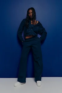 Ardene MADESOFT Fleece Straight Leg Sweatpants in Concord Blue | Size | Polyester/Cotton | Eco-Conscious