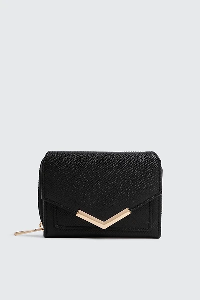 Ardene Small Envelope Wallet in Black | Faux Leather/Polyester
