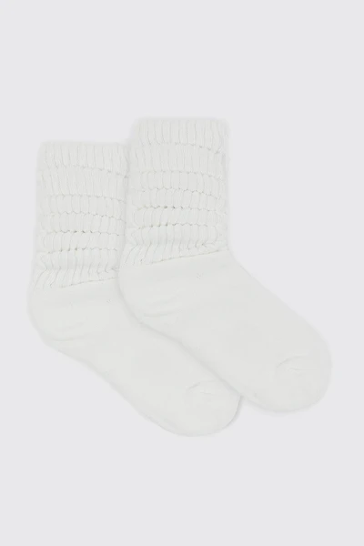 Ardene Slouchy Crew Socks in White | Polyester/Spandex
