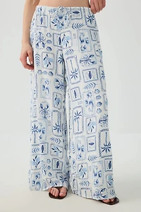 Ardene Crinkled Mid Rise Flowy Pants | Size Small | Polyester/Rayon