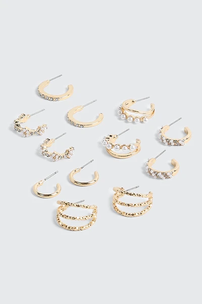6 paires de boucles d'oreilles perlées