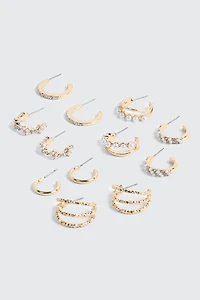 6 paires de boucles d'oreilles perlées