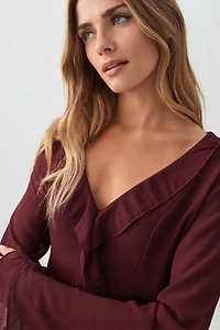 Blouse à manches longues et volants en mousseline