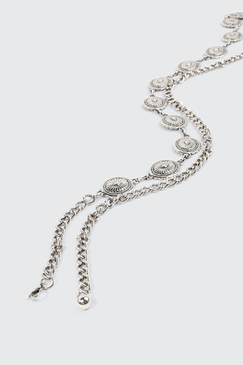 Ceinture en chaîne à médaillons western