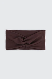 Ardene Ribbed Knotted Headwrap in Brown | Polyester