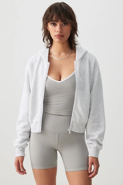 Ardene MADESOFT Fleece Zip Up Hoodie in Saltstone Grey | Size | Polyester/Cotton