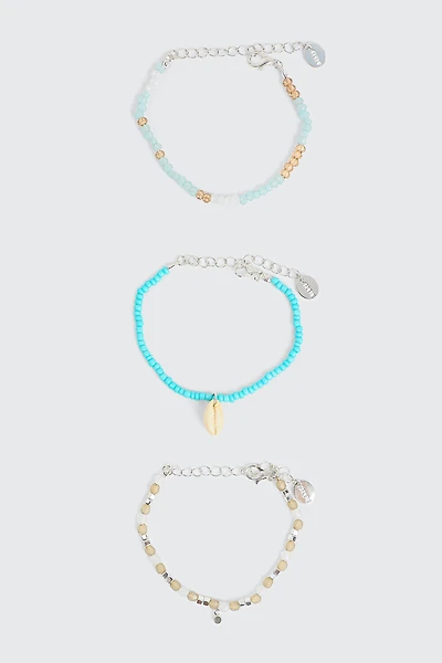 Ardene 3-Pack Bead Bracelets in Light