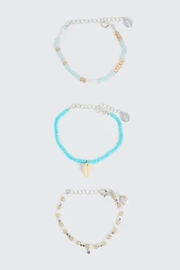 Ardene 3-Pack Bead Bracelets in Light
