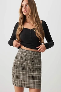 Ardene Straight Mini Skirt in Beige | Size | Polyester/Spandex/Viscose