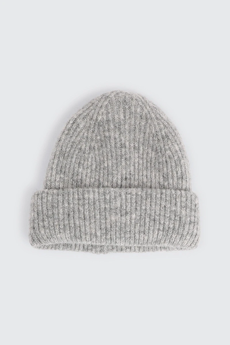 Ardene Rib Beanie in Grey | Nylon/Elastane