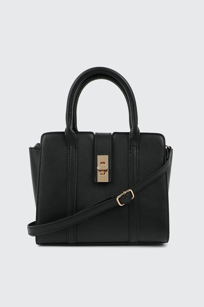 Ardene Small Tote Bag in Black | 100% Recycled Polyester/Faux Leather | Eco-Conscious