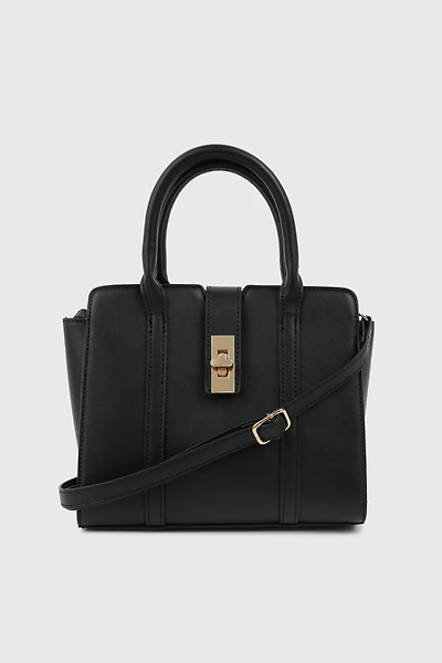 Ardene Small Tote Bag in Black | 100% Recycled Polyester/Faux Leather | Eco-Conscious