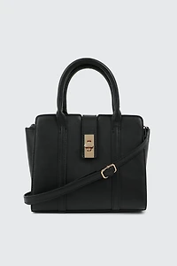 Ardene Small Tote Bag in Black | 100% Recycled Polyester/Faux Leather | Eco-Conscious