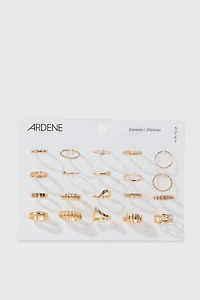 Ardene 20-Pack Assorted Rings in Gold | Size