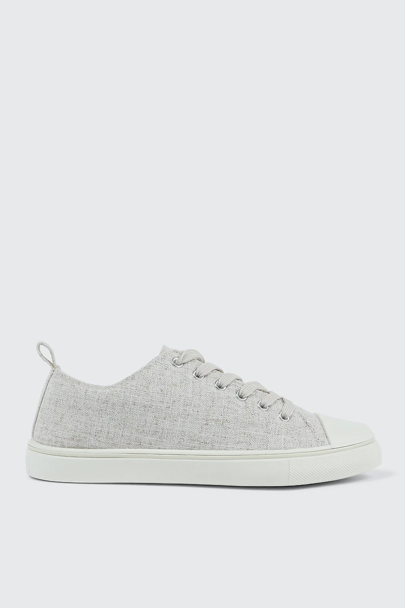 Ardene Low Top Canvas Sneakers in Beige | Size