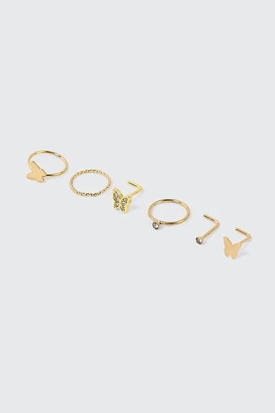 Ardene 6-Pack 18K Gold Plated Butterfly Nose Piercings