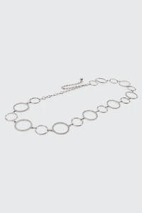 Ardene Rhinestone O-Ring Chain Belt in Silver