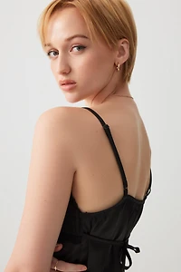 Camisole en satin à buste plissé