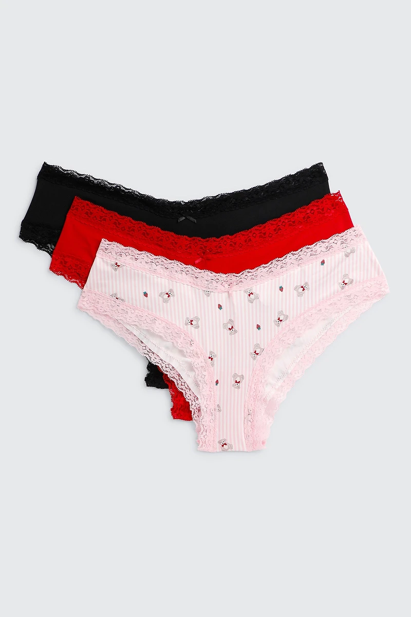 Ardene 3-Pack Microfiber Cheeky Panty Panties in Light Pink | Size | Polyester/Elastane