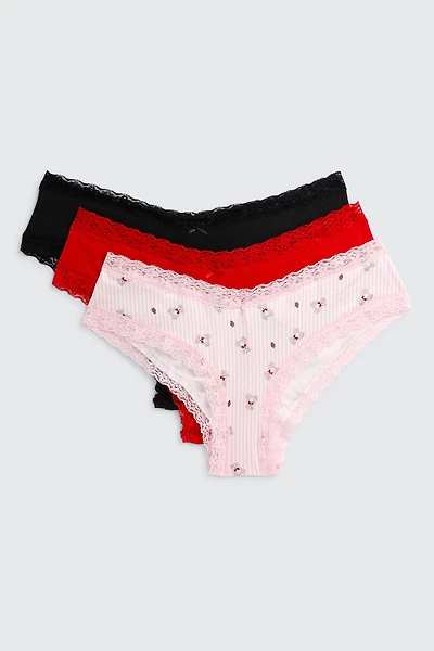 Ardene 3-Pack Microfiber Cheeky Panty Panties in Light Pink | Size | Polyester/Elastane