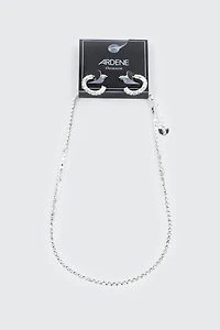 Collier tennis en strass et boucles d'oreilles