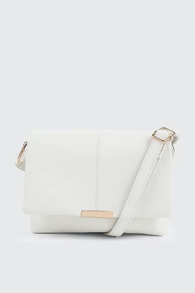 Ardene Rectangular Crossbody Bag in White | 100% Recycled Polyester/Faux Leather | Eco-Conscious