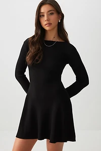 Ardene Mini Skater Dress in Black | Size | Polyester/Rayon