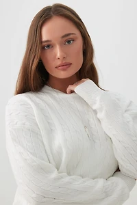 Chandail long à col en tricot torsad