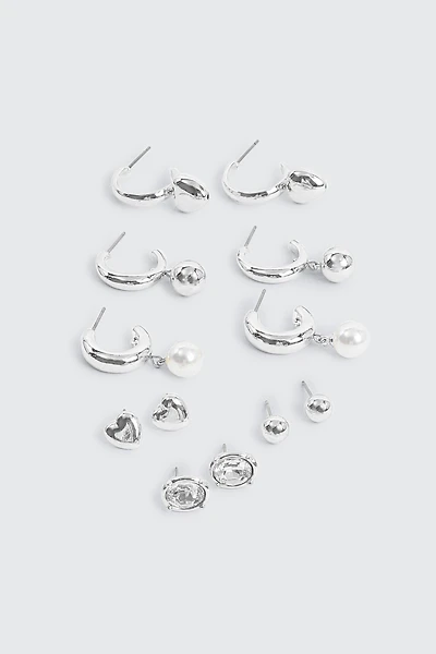 Ardene 6-Pack Hoop & Stud Earrings in Silver | Stainless Steel