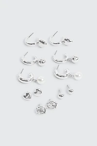 Ardene 6-Pack Hoop & Stud Earrings in Silver | Stainless Steel
