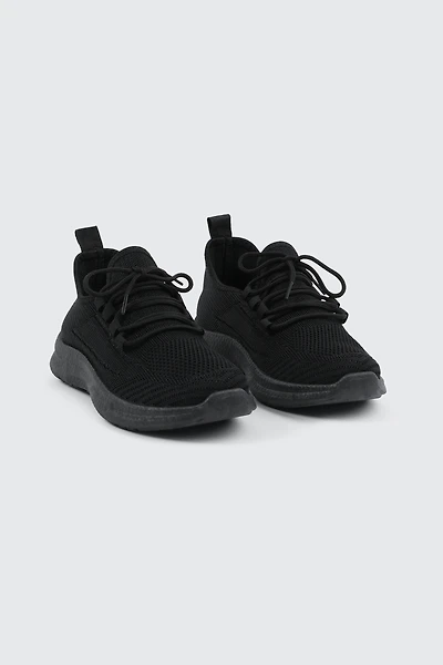 Ardene Knit Sneakers in Black | Size