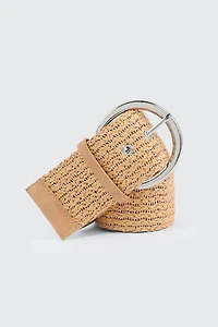 Ardene Woven Straw Belt in Beige | Size Small