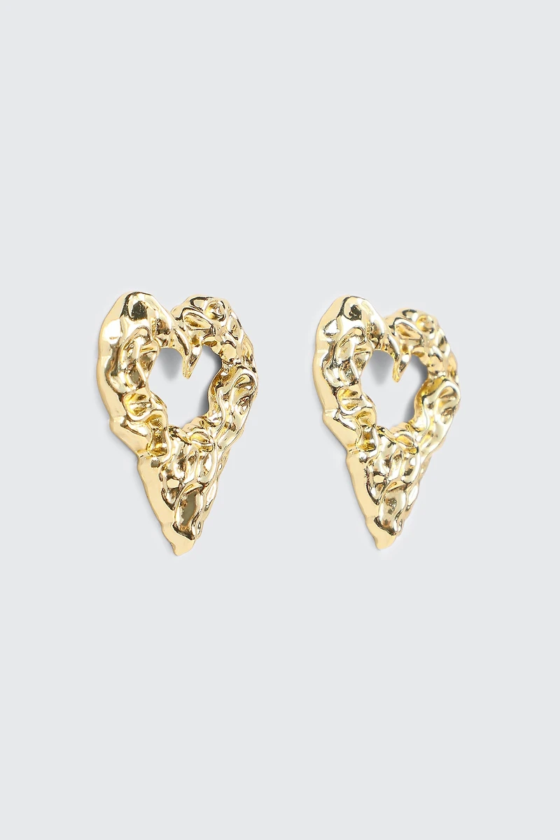 Ardene Molten Heart Earrings in Gold | Stainless Steel