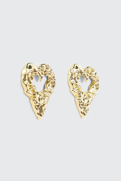 Ardene Molten Heart Earrings in Gold | Stainless Steel